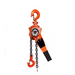 Orange and black pulley system on a white background