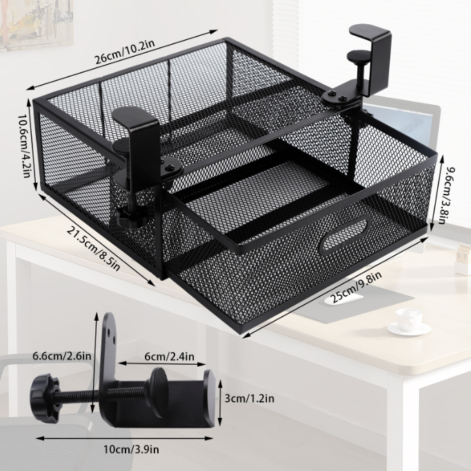 Metal Under Desk Drawer Organizer