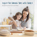 Woman and child baking together with text 'Enjoy the baking time with family'