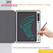 Digital writing tablet with stylus and hand drawing on screen, featuring friction drag design.