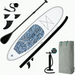 Inflatable paddle board with accessories on a white background