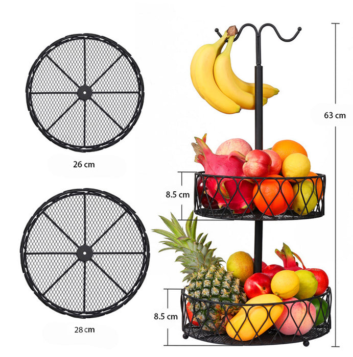 2-Tier Fruit Basket Bowl with Banana Hanger