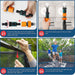 Step-by-step guide on how to use a water spray system for a trampoline, including assembly and usage.