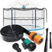 Trampoline repair kit with components on a white background