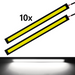 Two yellow LED strips with black frames on a white background, showing light emission below.