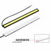 Two strips of adhesive material with a focus on strong adhesion, on a white background.
