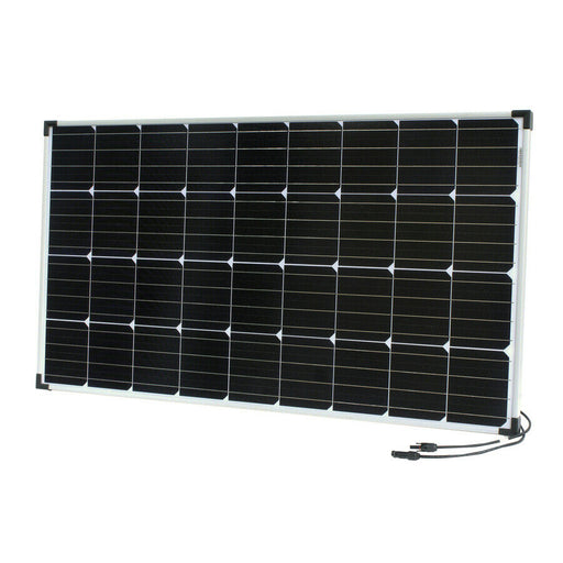 Solar panel with connectors on a white background