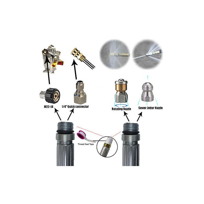 15M Drain/Pipe Cleaning for Pressure Washers