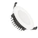 White LED downlight with black heat sink on a white background