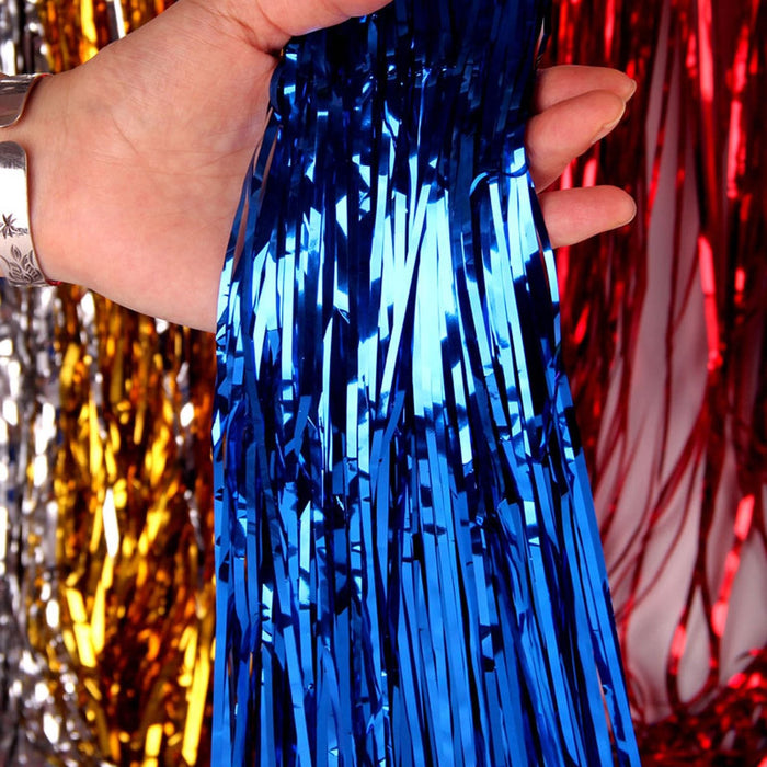 Metallic Tinsel Curtain Foil Backdrop Streamers Decor Foil Door Curtain
