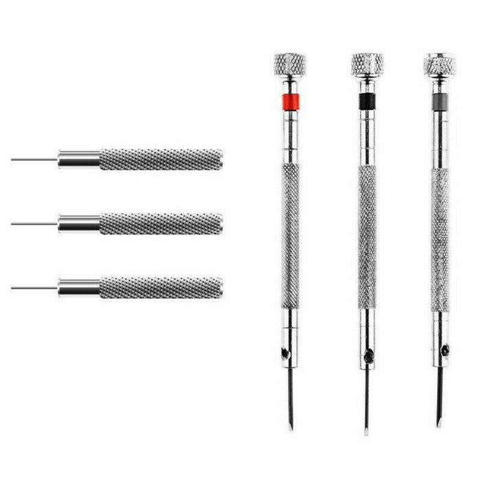 Set of precision screwdrivers on a white background