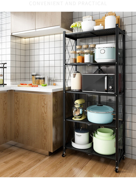 Folding Shelving Rack Black 5-Tier