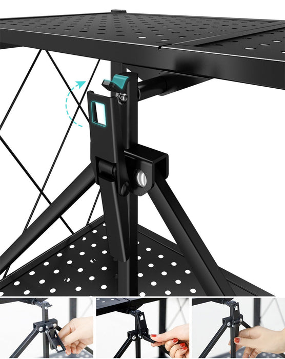 Folding Shelving Rack Black 5-Tier