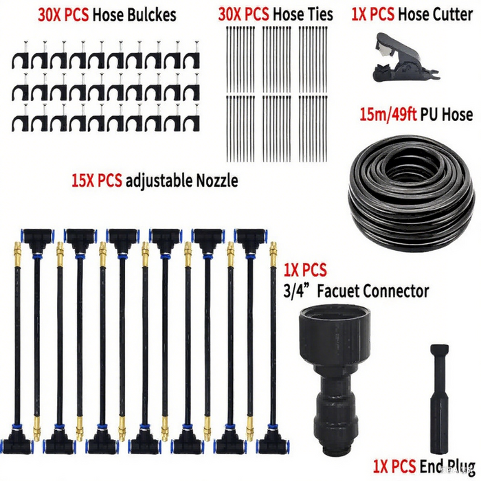 15M Adjustable Watering Irrigation Misting System Kit