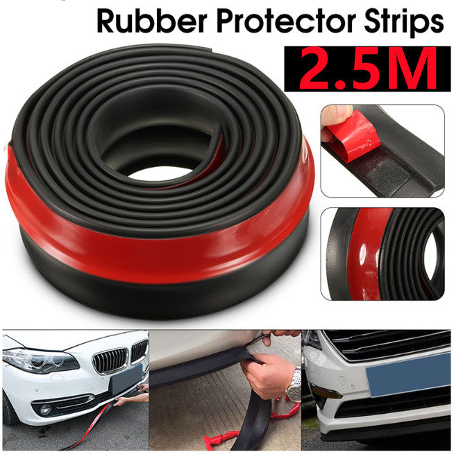 Car Front Bumper Lip Skirt Protector Splitter Body Spoiler Rubber Universal 2.5M