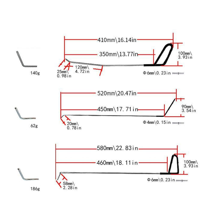 20pcs PDR Rods Crowbar Opening Tools