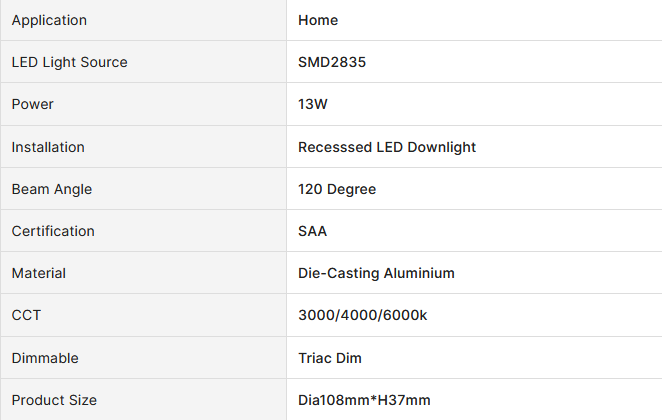 13W 1170 lumens ,Tri-Color Dimmable LED Downlight, Dia 108mm