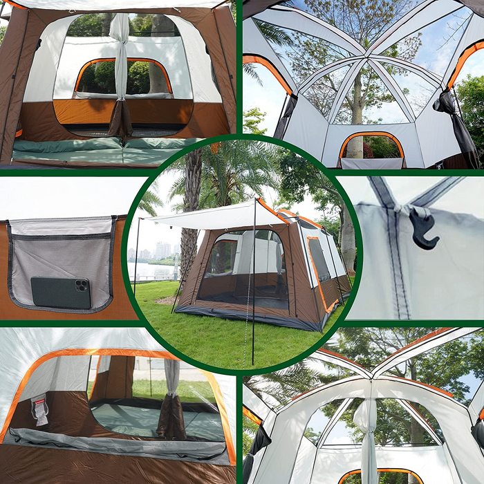 Camping Tent 8-12persons 430x305x203cm Coffee