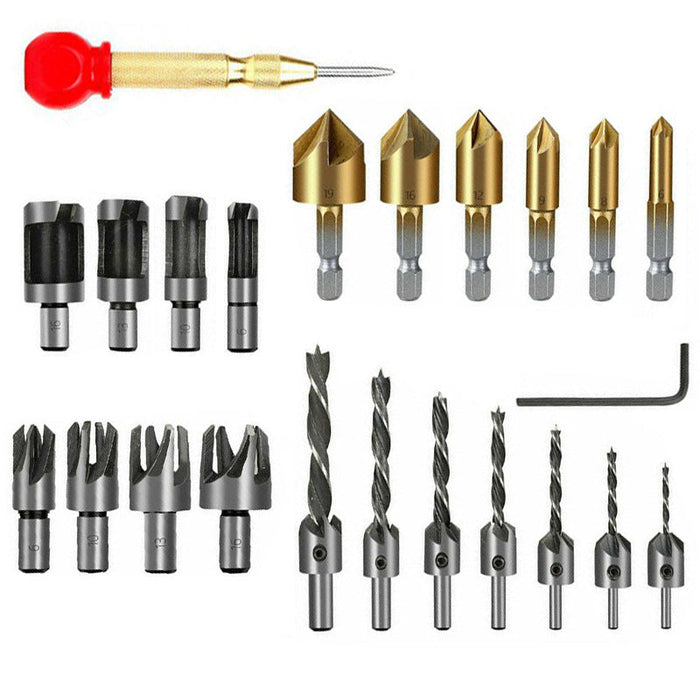 23pcs Woodworking Chamfer Drilling Tool Kit