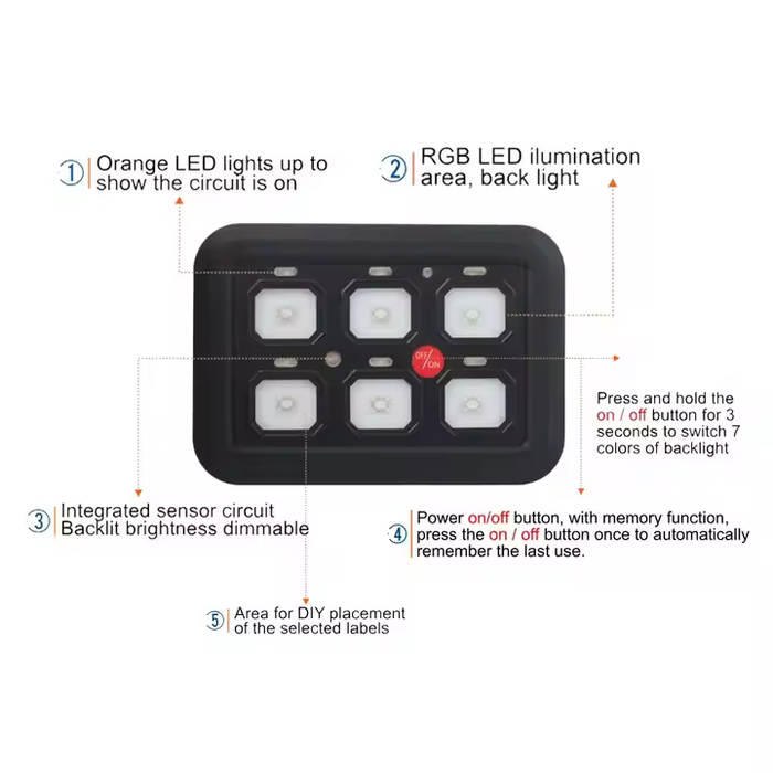 6 Gang Rocker Switch Panel