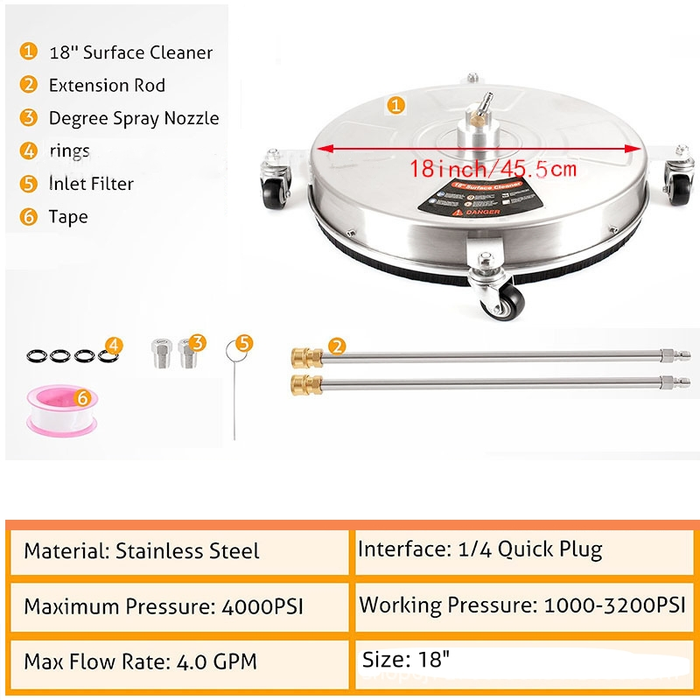 18" Pressure Washer Surface Cleaner