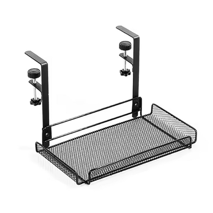 Under Desk Cable Management Tray No Drill, Metal Mesh Cable Tray with Clamp