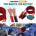 Jump starter kit for Makita 18V battery with cables and connectors on a white background.