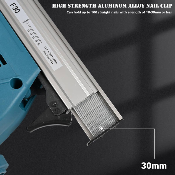 High strength aluminum alloy nail clip with detailed specifications on a dark background
