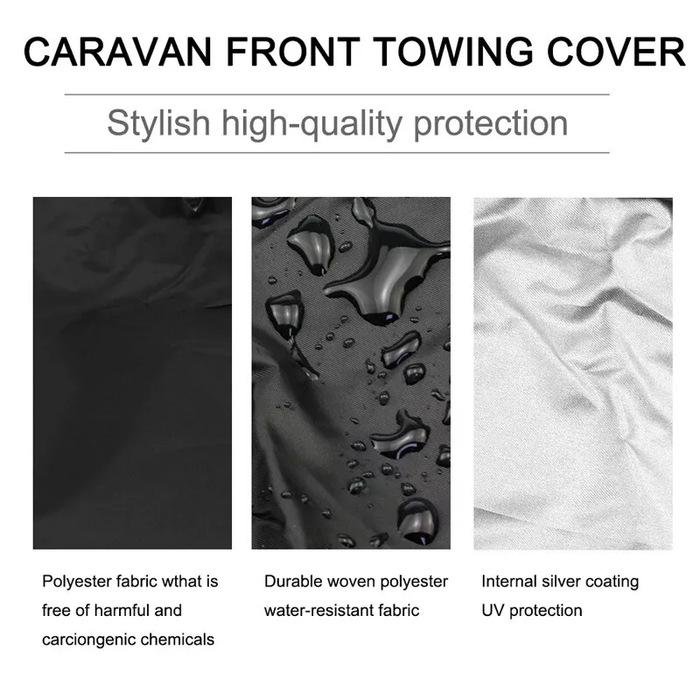 600D Caravan Front Towing Cover with Reflective Strips & LED Light Covers