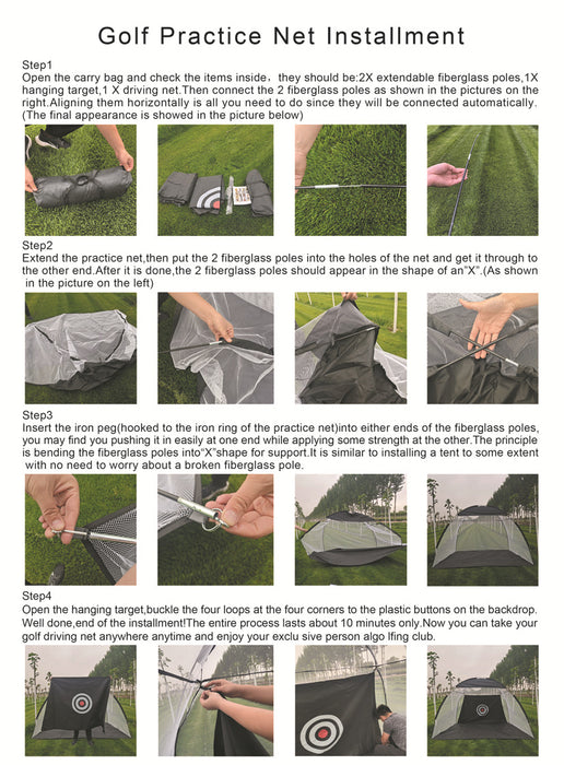 Foldable Golf Hitting Net Sets with Chipping Target Pockets