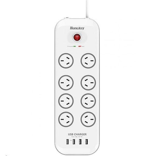 Huntkey 8 Outlet Surge Protected Powerboard with 4 USB Charging Ports Output:5V, 4A