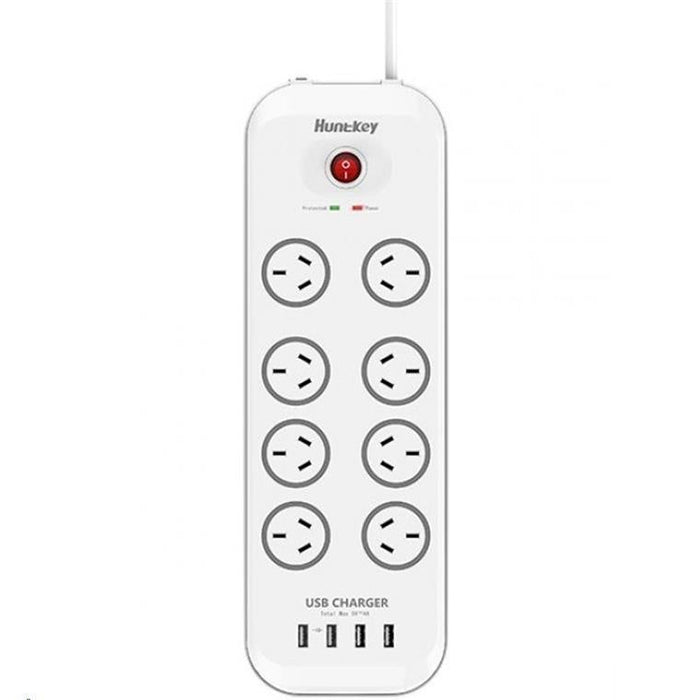 Huntkey 8 Outlet Surge Protected Powerboard with 4 USB Charging Ports Output:5V, 4A