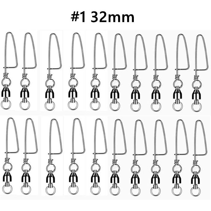 #1 20PCS Ball Bearing Fishing Swivels Snap Coastlock Fishing Line Connector