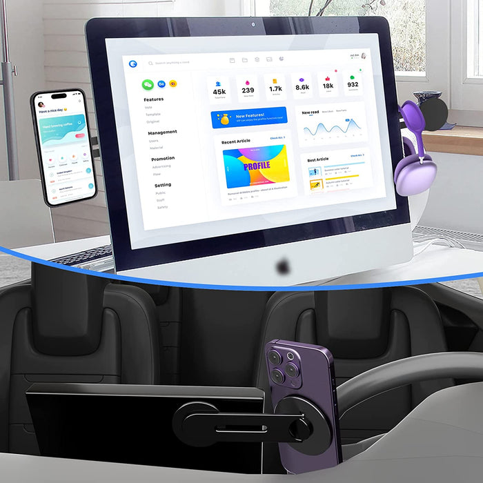 Magnetic Laptop Phone Holder - black