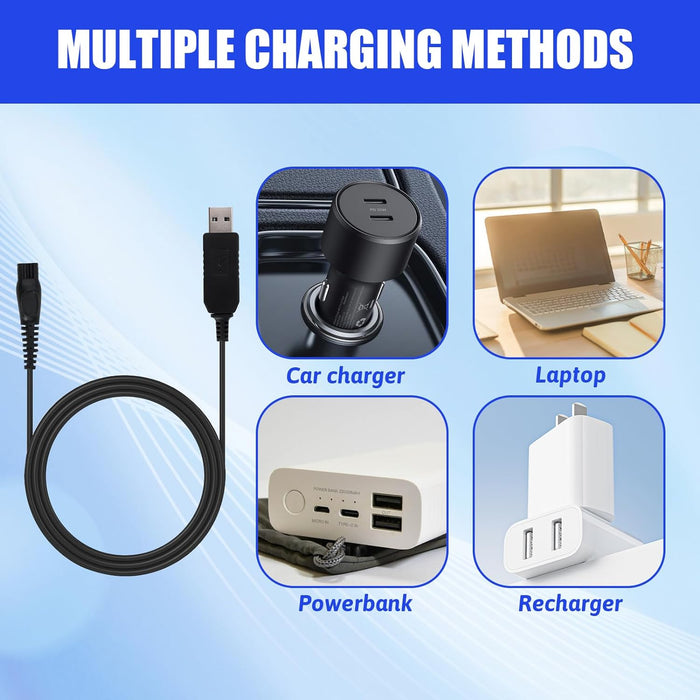 15V USB Charger Cable for Philips HQ8505 Shavers & Norelco OneBlade