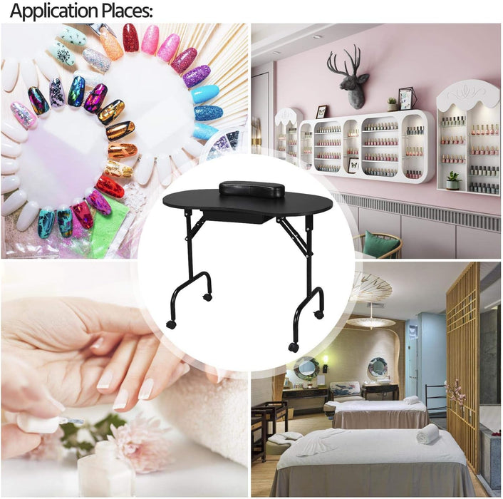 Folding Manicure Table Black