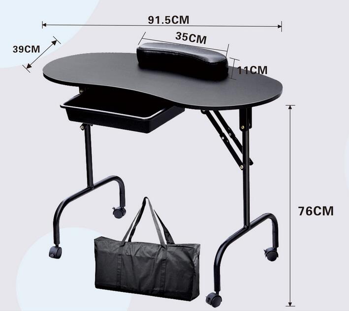 Folding Manicure Table Black