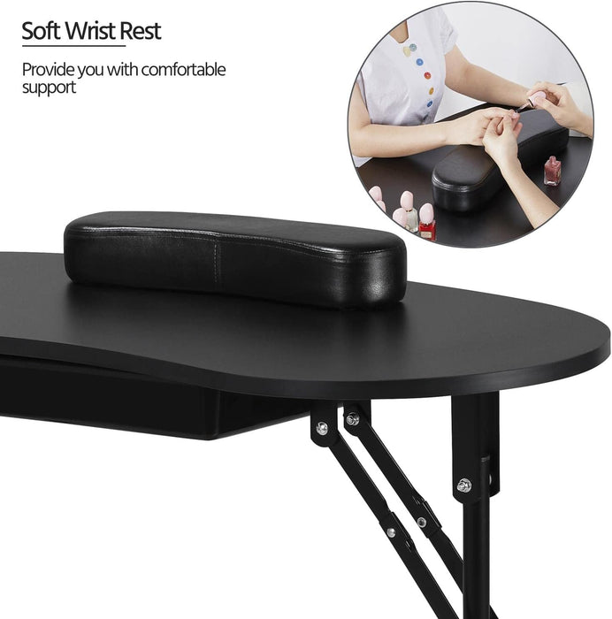 Folding Manicure Table Black