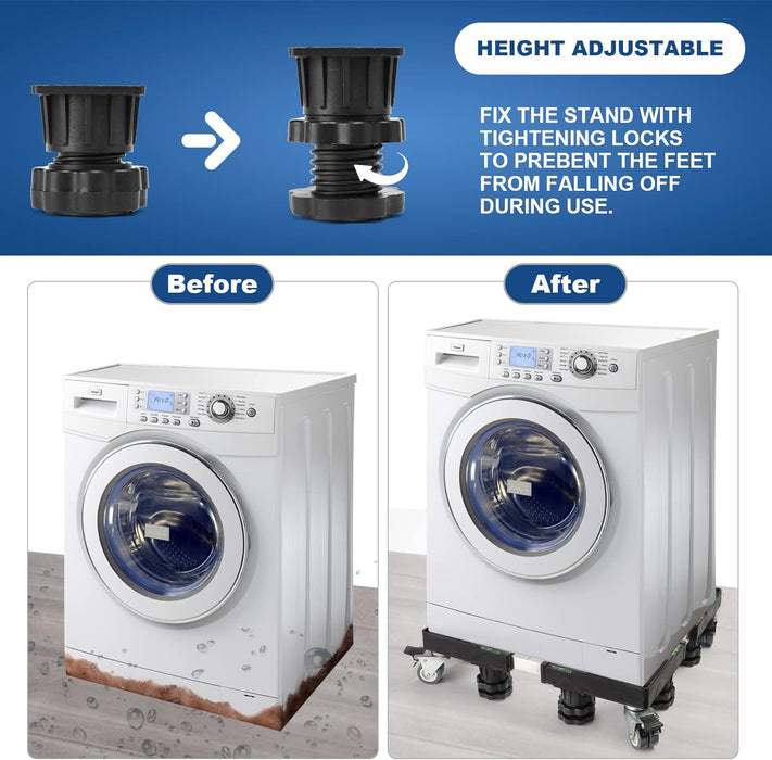 Movable Washing Machine Stand Adjustable Refrigerator Wheels Washer Dryer Base