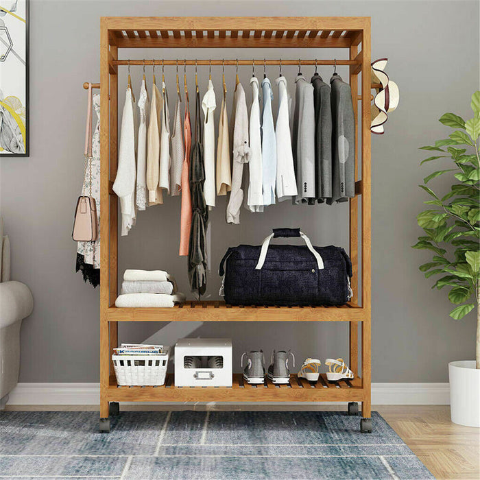Wooden Coat Rack on Wheels 80cm