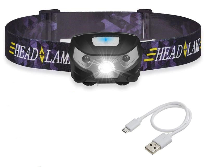 LED Head Torch Fishing Headlight Headlamp Motion Sensor