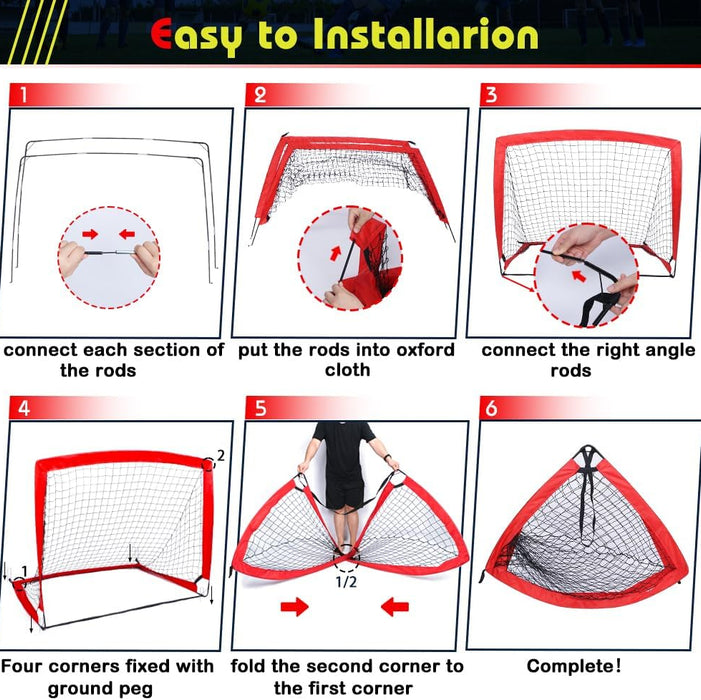 2-Pack Portable Kids Soccer Goals Pop-Up Backyard Football Nets