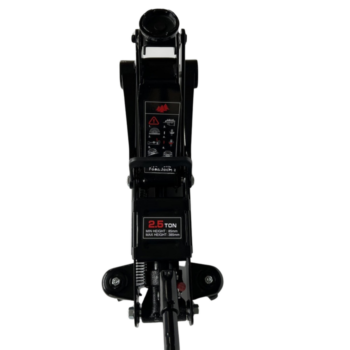 Black car jack with digital display on a white background