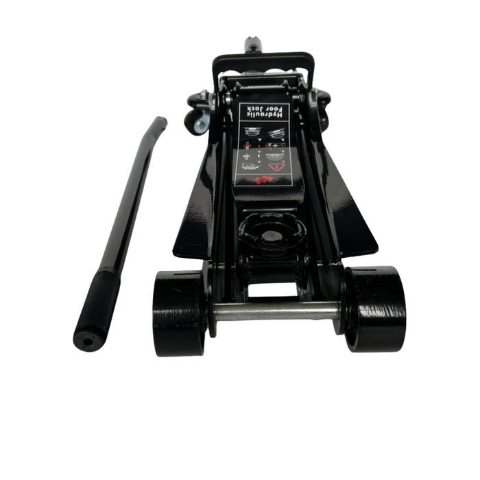 Black car jack with handle on a white background