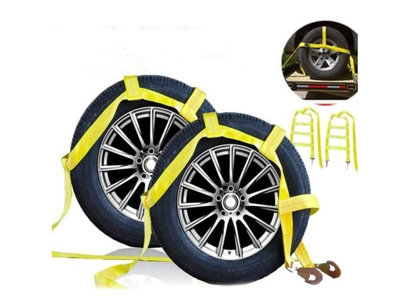 Tow Dolly Basket Straps with Flat Hook Car Dolly Straps Universal Fit Most 14"-17" Wheels