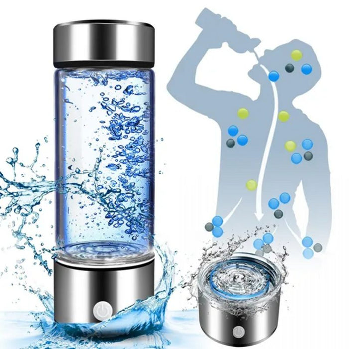 USB Rechargeable Hydrogen Water Generator Bottle 420ml Portable Glass Water Bottle