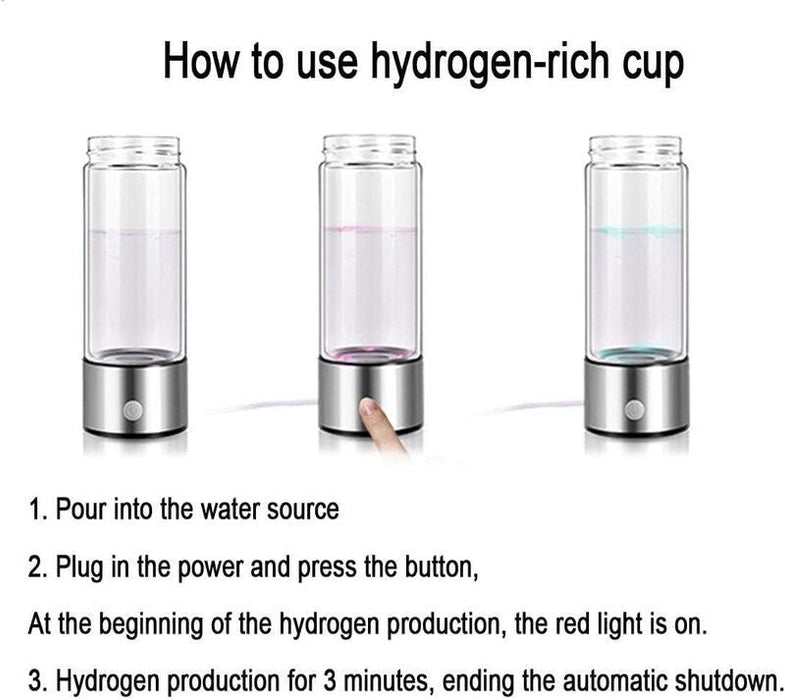 USB Rechargeable Hydrogen Water Generator Bottle 420ml Portable Glass Water Bottle