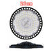 Round industrial light fixture with 26cm label on a white background