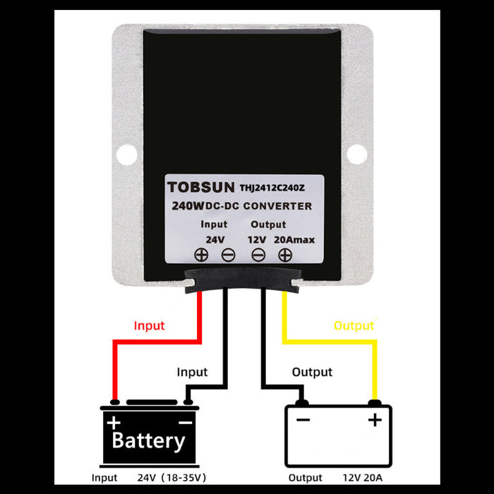 TOBSUN 240WDC-DC converter with wiring diagram on a white background