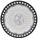 Round industrial light fixture with visible LED components on a white background